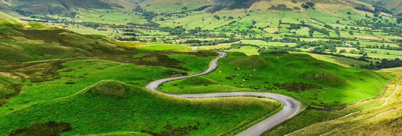 Windy road in the peak district